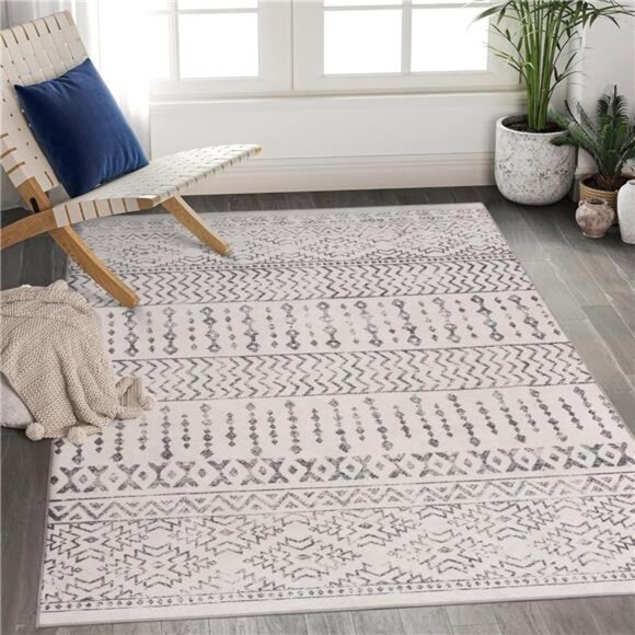 Area Rug Super Soft Ultra-Thin Moroccan Washable Rug, Anti-Slip Backing Rugs - Picture 1 of 7